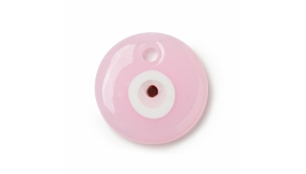 Pendentif mauvais oeil en verre lampwork rose