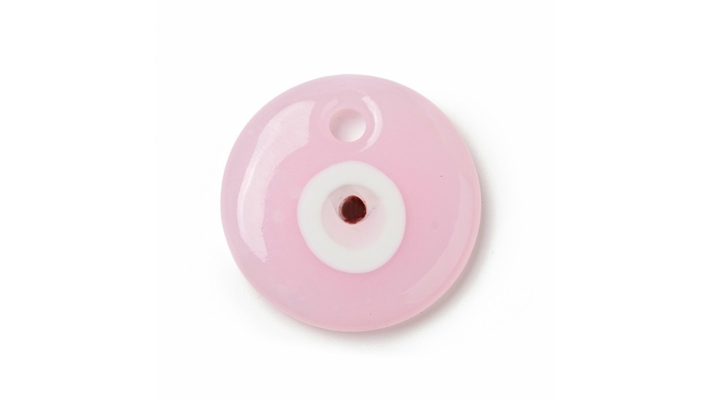 Pendentif mauvais oeil en verre lampwork rose