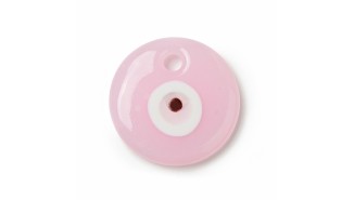 Pendentif mauvais oeil en verre lampwork rose