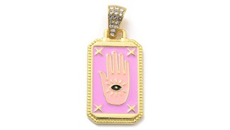 pendentif plaque rose