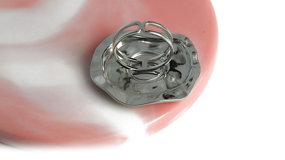 bague acier argent