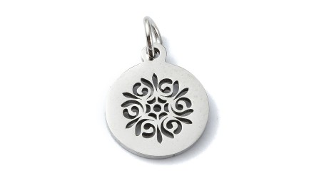 Pendentif floral ajouré en acier inoxydable argent pour création DIY