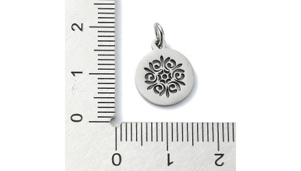 Pendentif floral ajouré en acier inoxydable argent pour création DIY