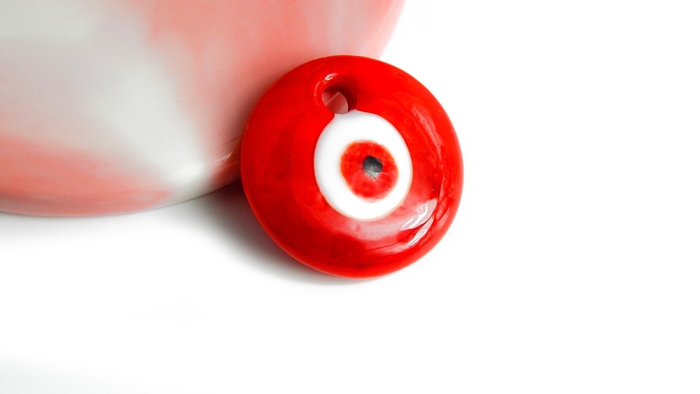 copy of Pendentif mauvais oeil en verre lampwork rose