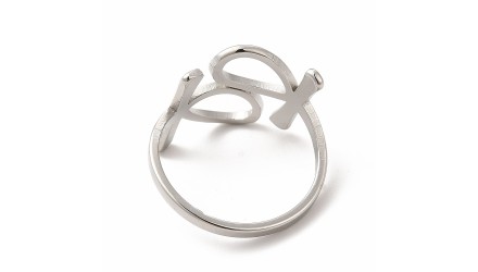 bague ankh acier argent