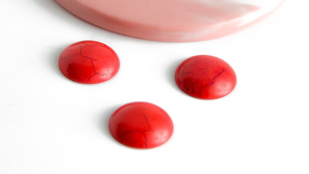 cabochon 20mm rouge