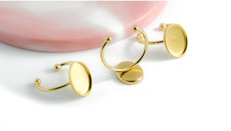 bague plateau acier or