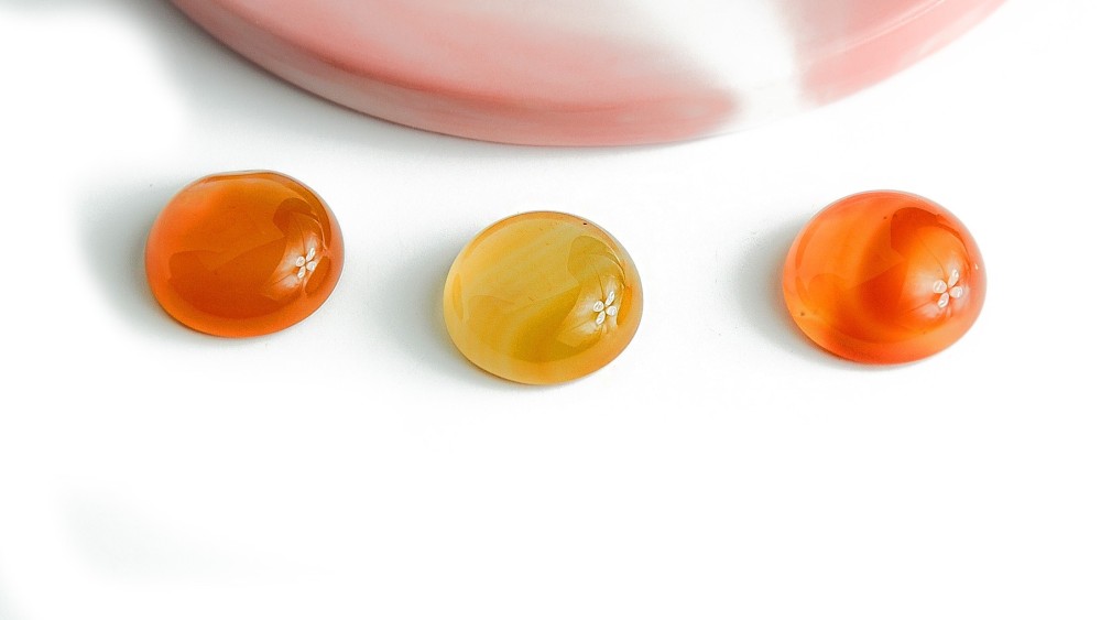 Cabochon 16mm agate rayée orange