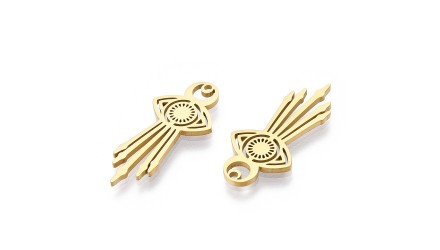 Pendentif œil protecteur acier inoxydable plaqué or 18k