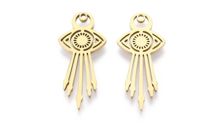 Pendentif œil protecteur acier inoxydable plaqué or 18k