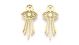 Pendentif œil protecteur acier inoxydable plaqué or 18k
