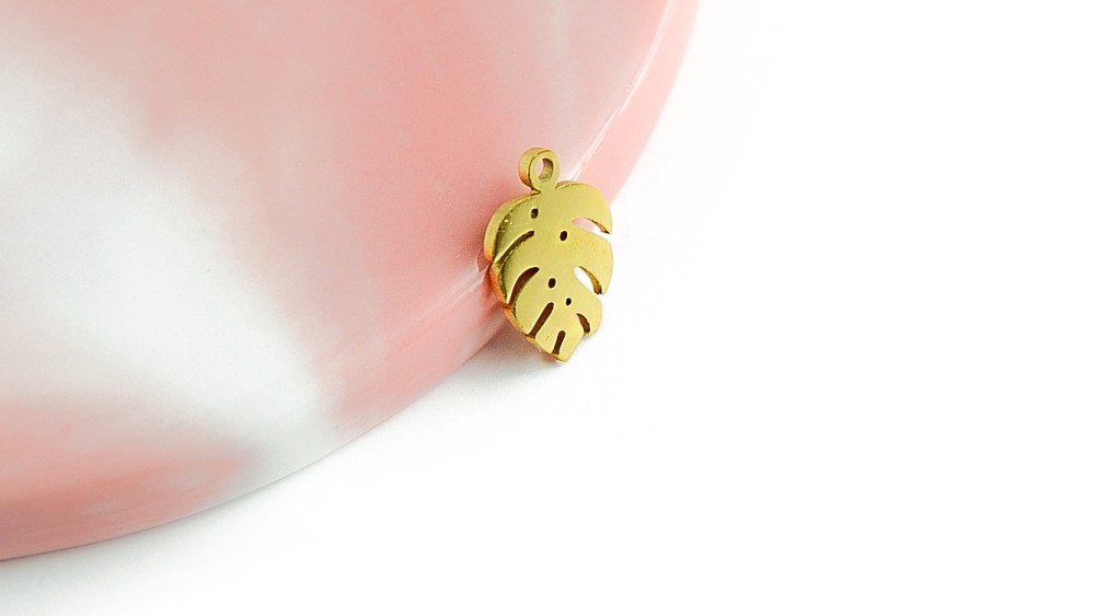 copy of 4 Pendentifs feuille de Monsterosa deliciosa acier 304