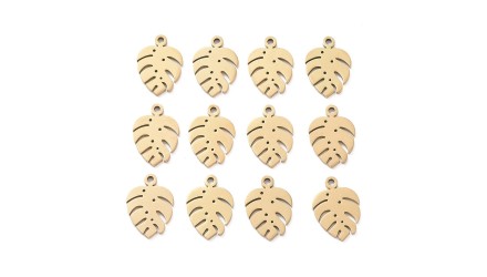 copy of 4 Pendentifs feuille de Monsterosa deliciosa acier 304