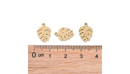 copy of 4 Pendentifs feuille de Monsterosa deliciosa acier 304