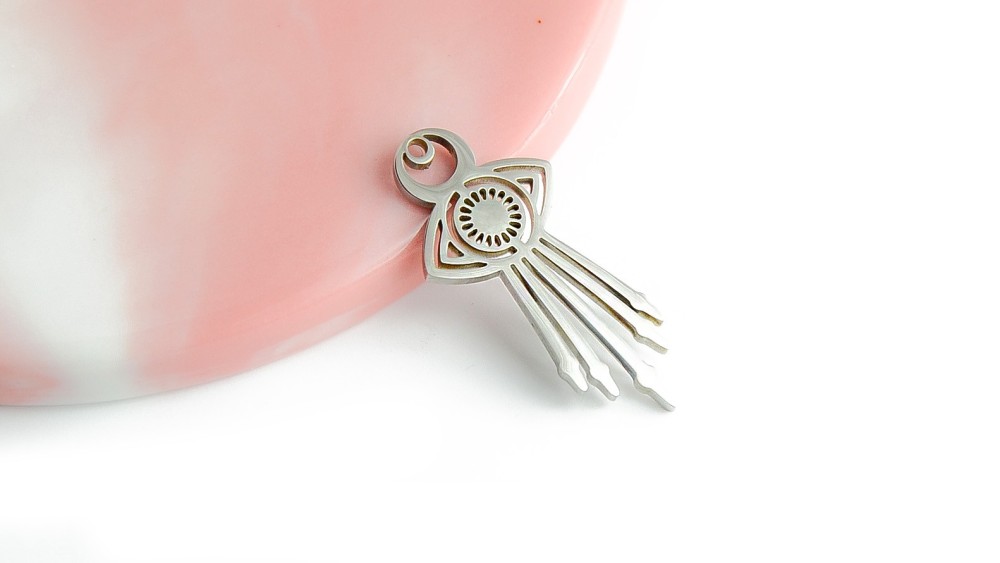 Pendentif mauvais oeil en acier inoxydable couleur acier pour création