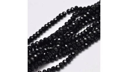 Perles abaques à facettes 3x2mm noires pour création bijoux fantaisie