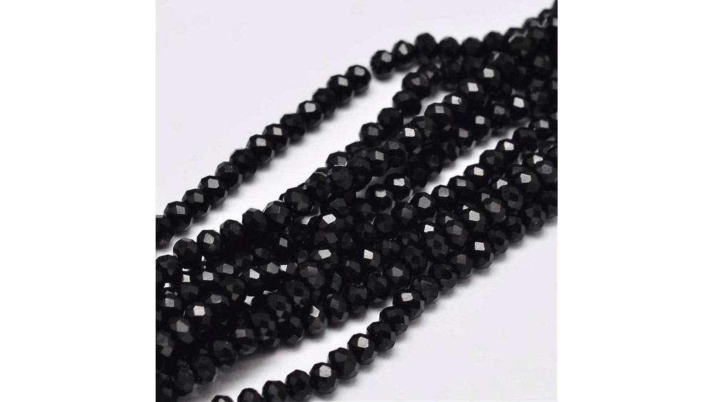 Perles abaques à facettes 3x2mm noires pour création bijoux fantaisie