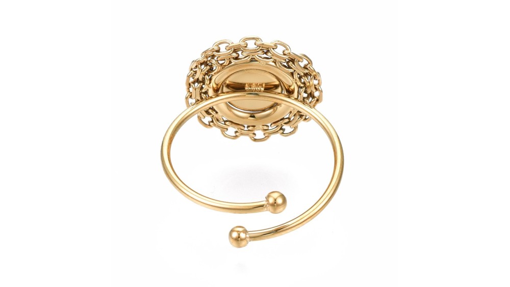 Bague ronde support cabochon 6mm acier inoxydable or