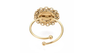 Bague ronde support cabochon 6mm acier inoxydable or
