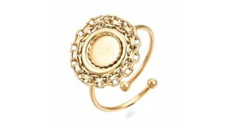 Bague ronde support cabochon 6mm acier inoxydable or