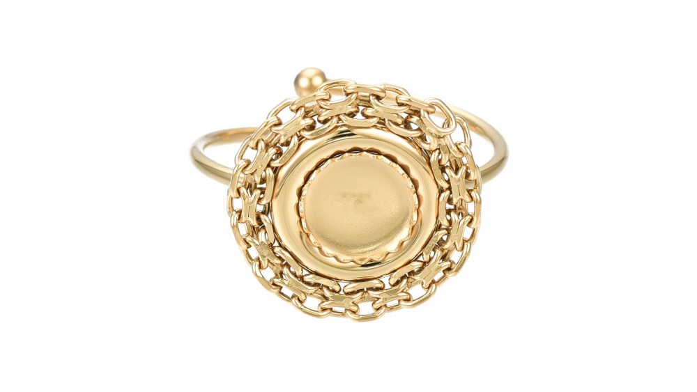 Bague ronde support cabochon 6mm acier inoxydable or
