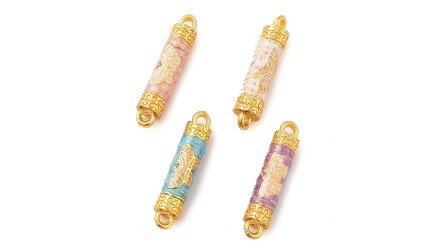 Connecteur  rouleau de prière émaillé en zamak or pour bijoux création