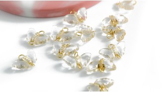 Pendentif papillon transparent en acrylique attache acier inoxydable