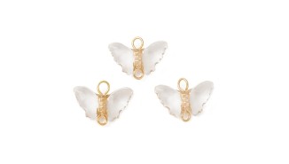 Pendentif papillon transparent en acrylique attache acier inoxydable