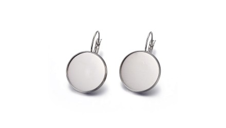 Dormeuses supports cabochons 18mm en laiton argent pour création DIY