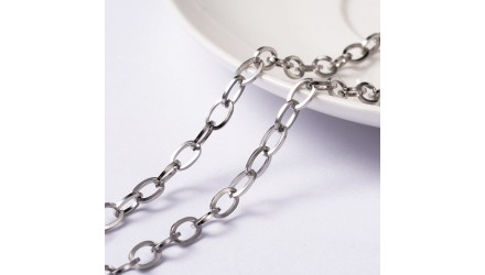 Chaîne acier 304 maillon rectangle 7x4mm argent