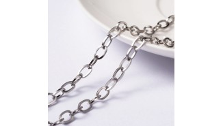 Chaîne acier 304 maillon rectangle 7x4mm argent