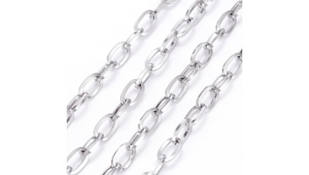 Chaîne acier 304 maillon rectangle 7x4mm argent