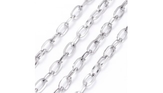 Chaîne acier 304 maillon rectangle 7x4mm argent
