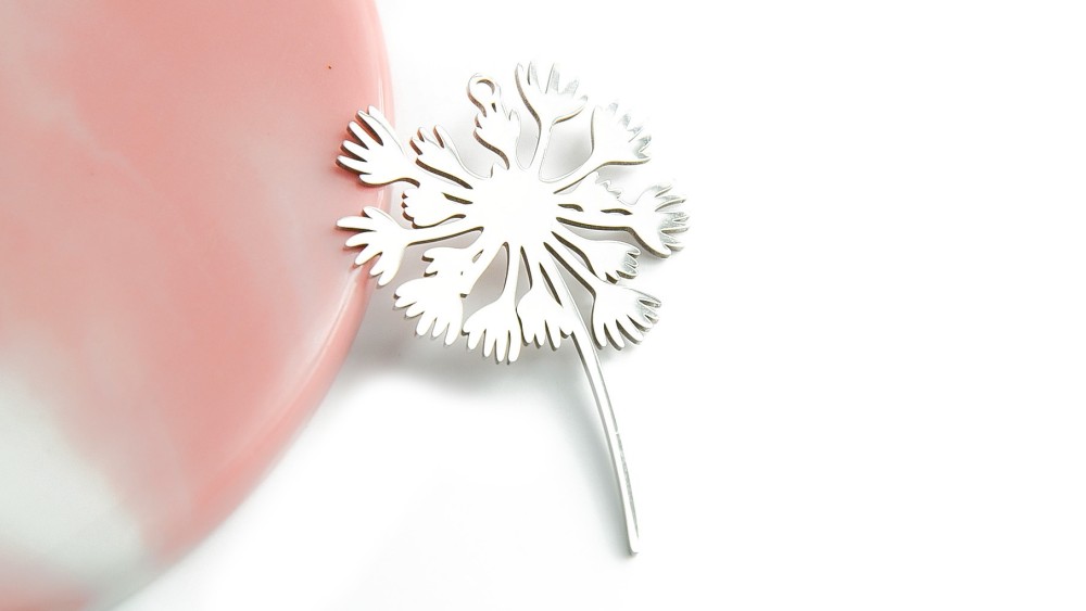 Pendentif dandelions en acier inoxydable argent pour  DIY