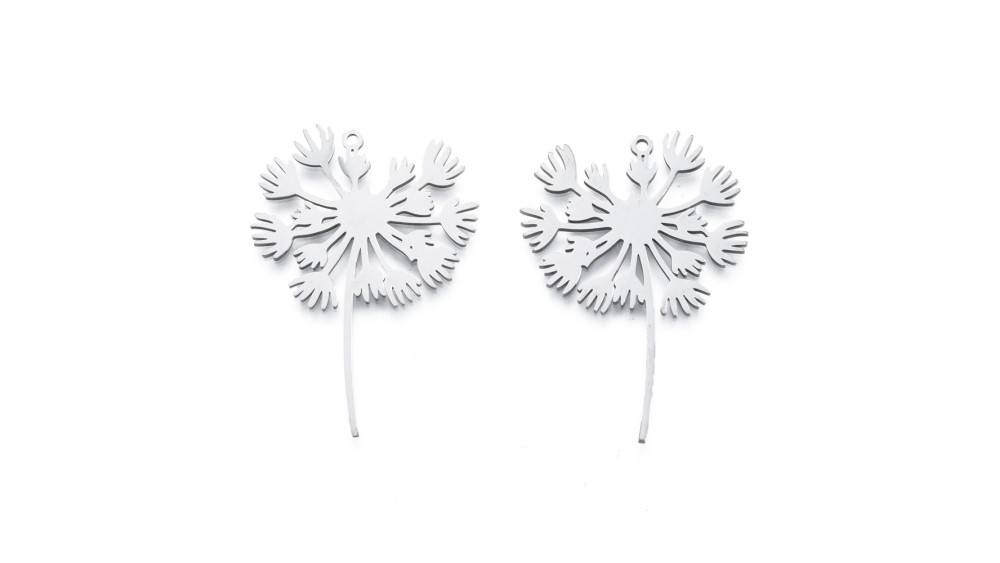 Pendentif dandelions en acier inoxydable argent pour  DIY