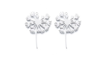 Pendentif dandelions en acier inoxydable argent pour  DIY