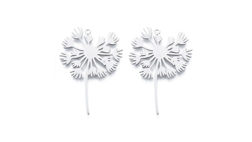 Pendentif dandelions en acier inoxydable argent pour  DIY