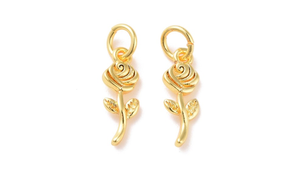 copy of Pendentif goutte allongée en laiton plaque or 24k