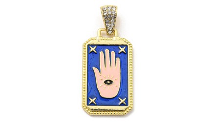 pendentif main bleu