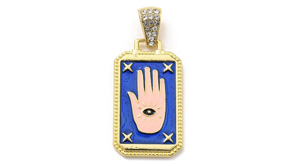 pendentif main bleu
