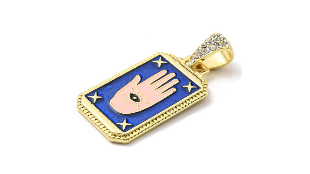 copy of Pendentif plaque émaillée main mauvais oeil rose