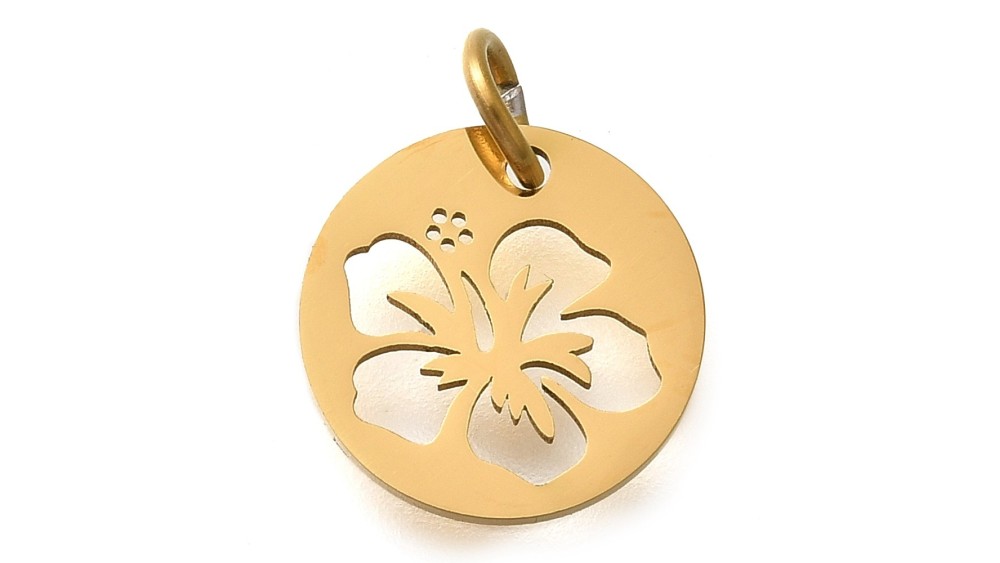 Pendentif fleur d'Hibiscus or