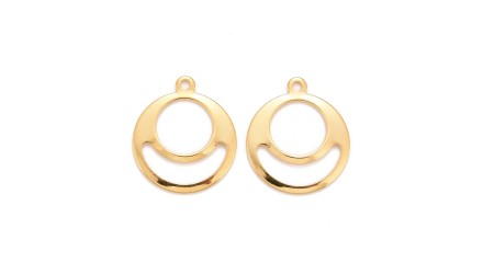 Connecteur rond 18mm x 4 en acier inoxydable  plaqué or 24k