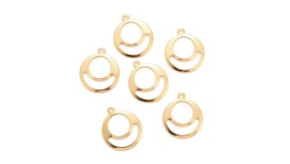 Connecteur rond 18mm x 4 en acier inoxydable  plaqué or 24k