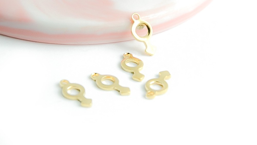 Pendentifs x 10 signe masculin en acier inoxydable plaqué or 18k