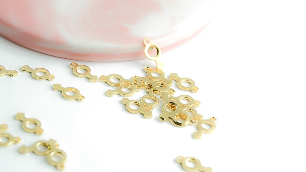 Pendentifs x 10 signe masculin en acier inoxydable plaqué or 18k
