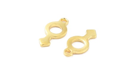 Pendentifs x 10 signe masculin en acier inoxydable plaqué or 18k