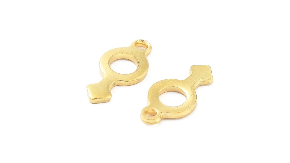 Pendentifs x 10 signe masculin en acier inoxydable plaqué or 18k