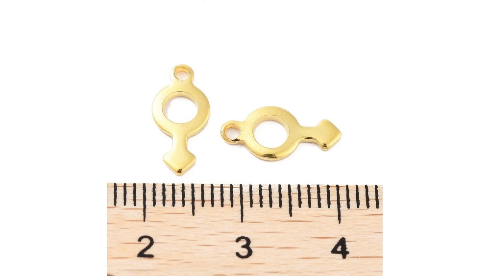 Pendentifs x 10 signe masculin en acier inoxydable plaqué or 18k