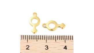 Pendentifs x 10 signe masculin en acier inoxydable plaqué or 18k